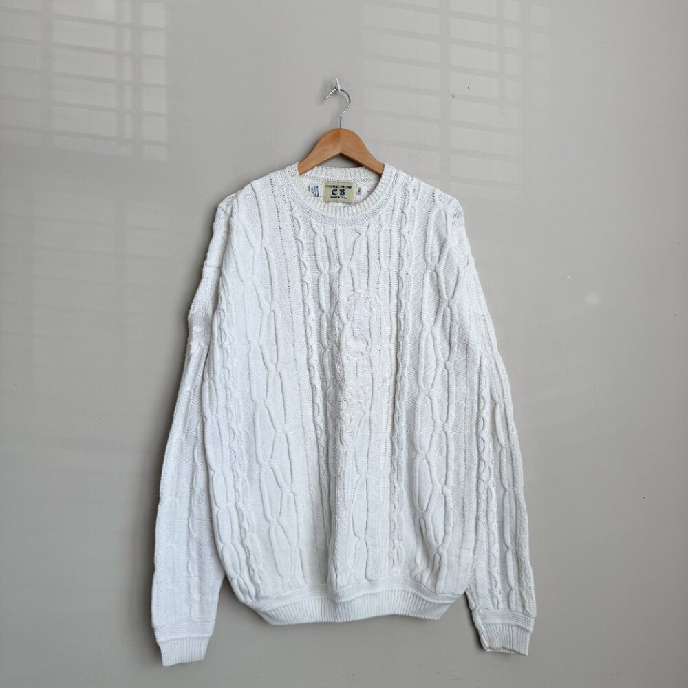 VINTAGE RARE COOGI STYLE CHARLIE BROWN BRAND CHARLIE EMBROIDERED KNIT SWEATER XL - Picture 2 of 12